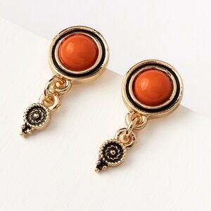 NEW Gold and Orange Stud Earrings